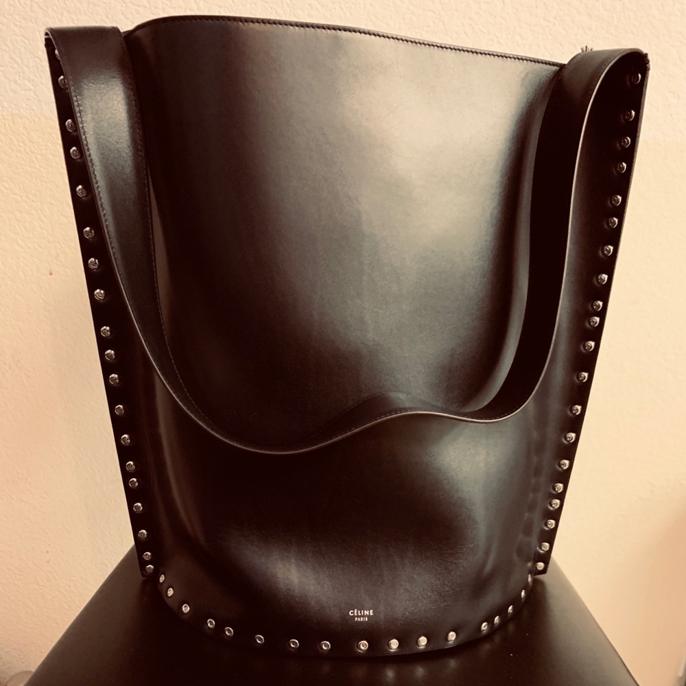 Celine Black Studded Shoulder Bag